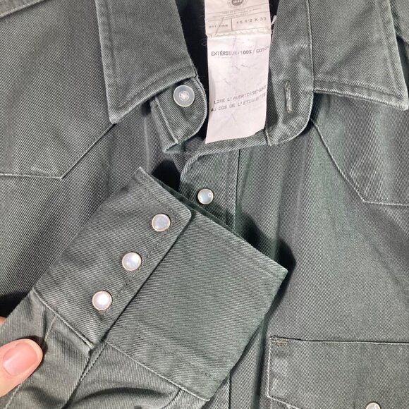 Mens Vintage Carhartt Heavy Canvas Workshirt M Snap Dark Gray Cotton S01 DRB 15 - Picture 3 of 6